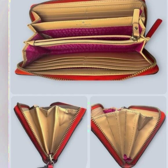 Kate Spade Neda Wellesley Red Zip Around Wallet WLRU1153 Original R$158 Pre-Own - Picture 4 of 5